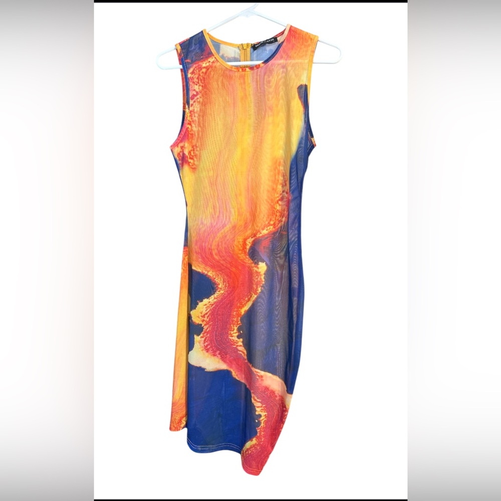 NWT Shane Justin Swirl Mesh Swim Cover-Up Mini Dress Large